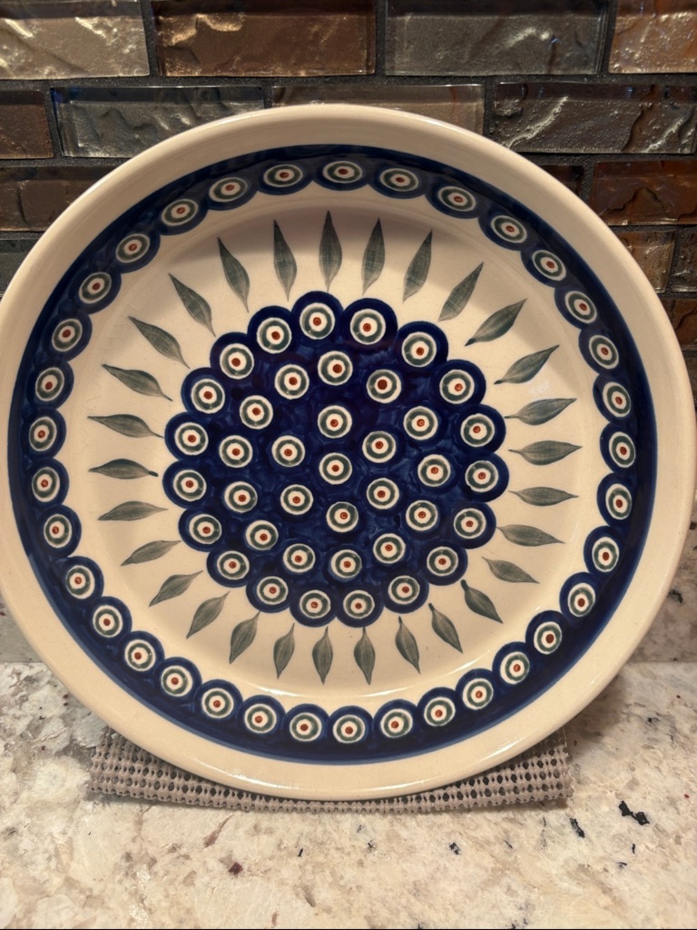 Polish pottery Hand-Painted pie plate or serving platter.